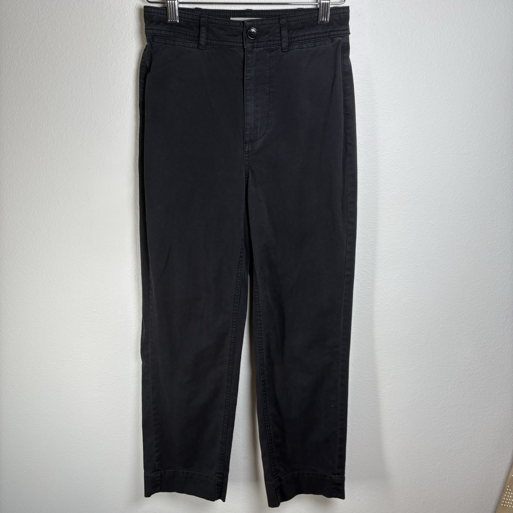 Everlane Womens 00 Black Pants Straight Leg Minimalist Cotton Twill